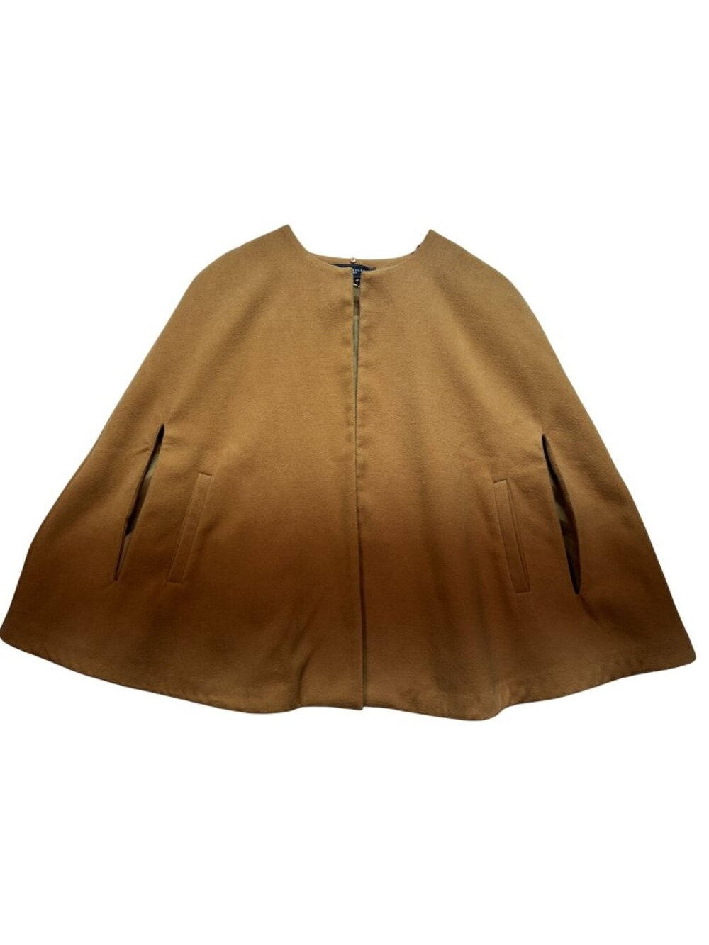 Akira Chicago Women's Cape Poncho Jacket Long Sleeve Size L Camel Solid Pockets